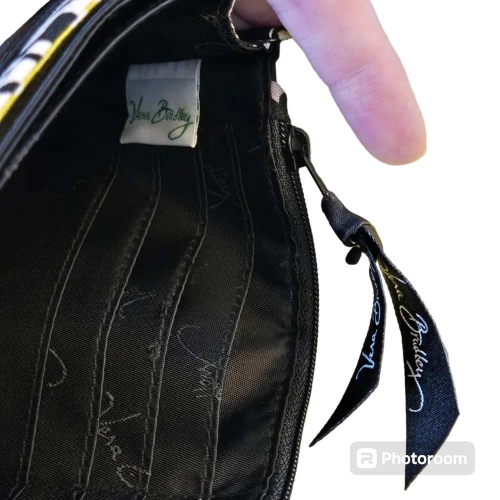 Vera Bradley Retired Baroque Bi-Fold Wallet Checkbook Cover Black Gray Green EUC - Picture 6 of 8